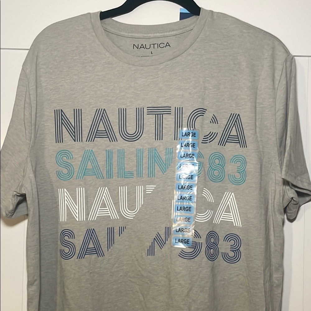 Nautica Gray and Blue Short Sleeve Tee
